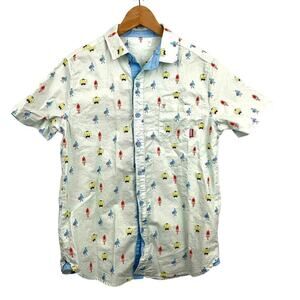 Disney‎ Marvel Avengers Button Down Shirt Medium Blue Short Sleeve Hulk Iron